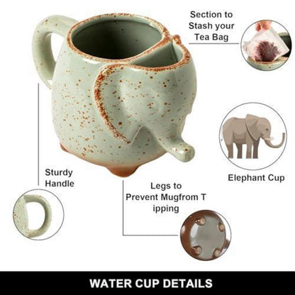 Elefanten Teetasse mit Teebeutelhalter – 430ml Keramikbecher