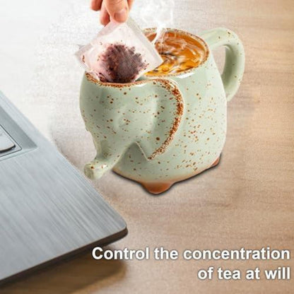 Elefanten Teetasse mit Teebeutelhalter – 430ml Keramikbecher