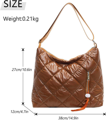 Damen Schultertasche Winter Umhängetasche Baumwolle Puffy Tasche