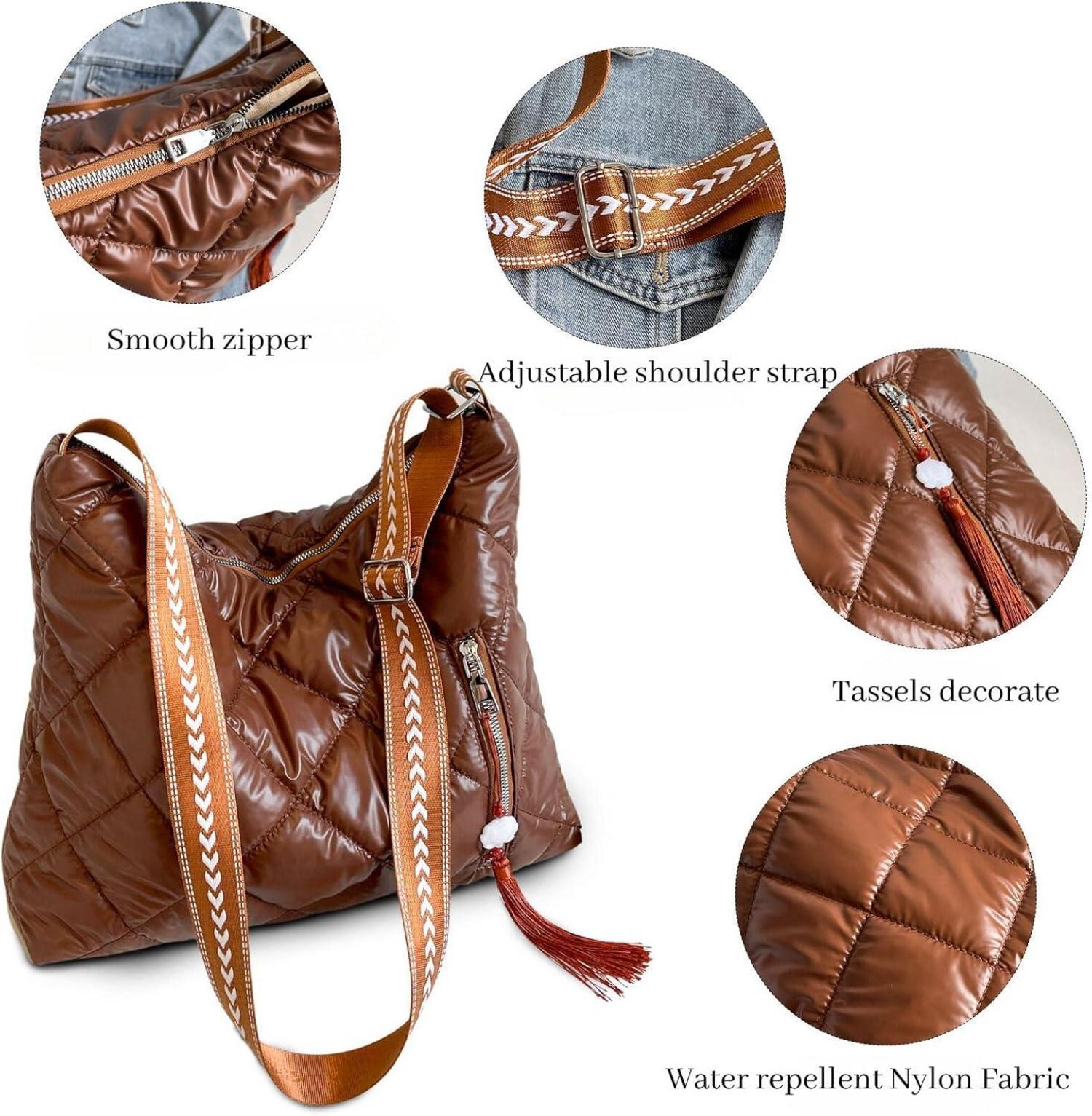 Damen PUffer Schultertasche Winter Umhängetasche gesteppt Uni Arbeit Einkaufen
