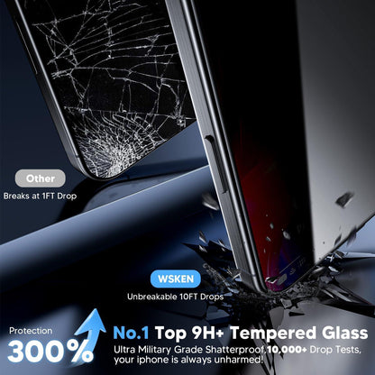 WSKEN iPhone 16 Pro Max Panzerglas Sichtschutz 9H Privacy 2er Pack