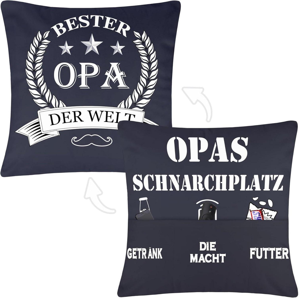 Geschenk Kissenbezug Opa 45x45 Weihnachten 3 Taschen Enkel Bester Opa