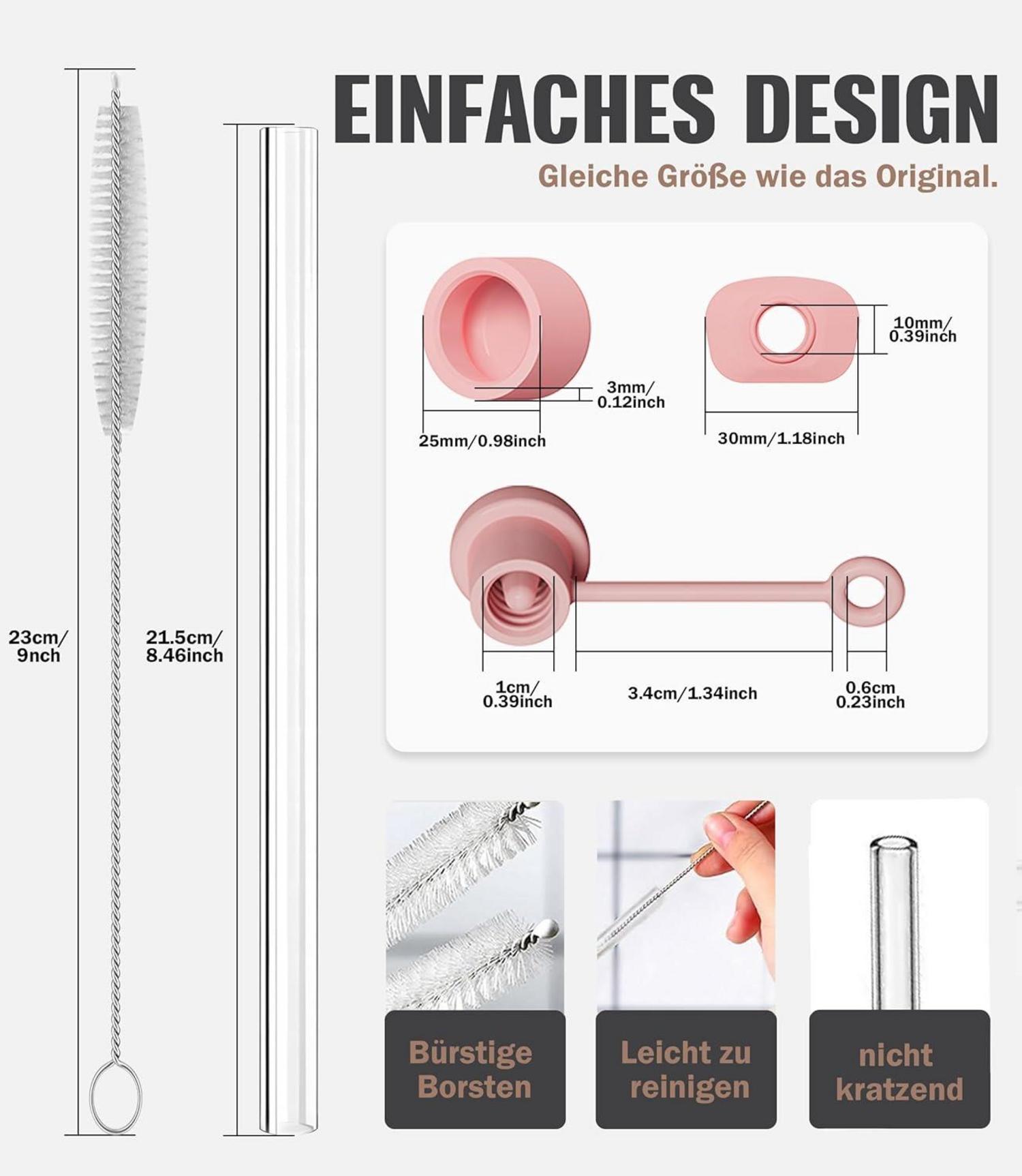 8stk 21,5cm Langes Strohhalm Set für Stanley Quencher 14/20