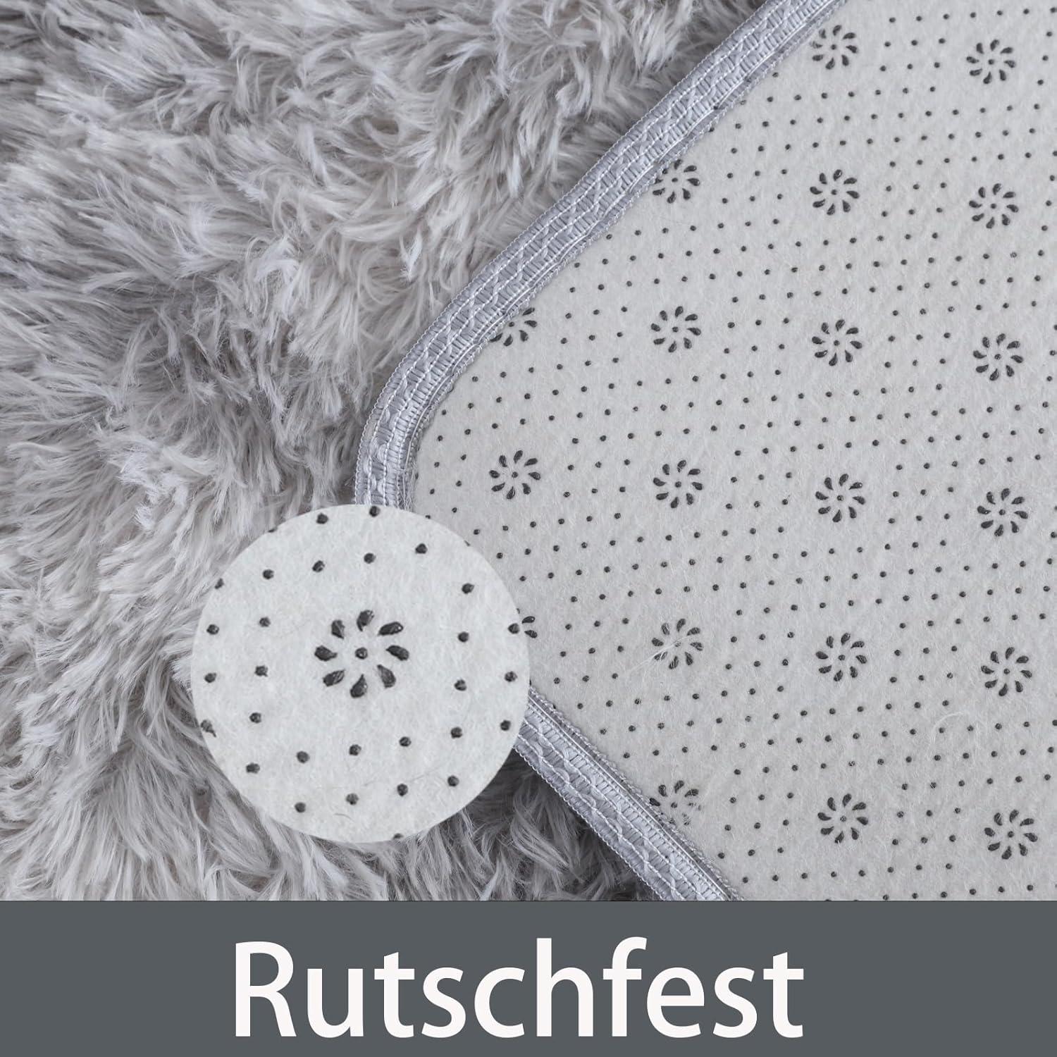 Weicher Flauschiger Zottelteppich Wohnzimmer Schlafzimmer Teppich 120x160cm Kalk