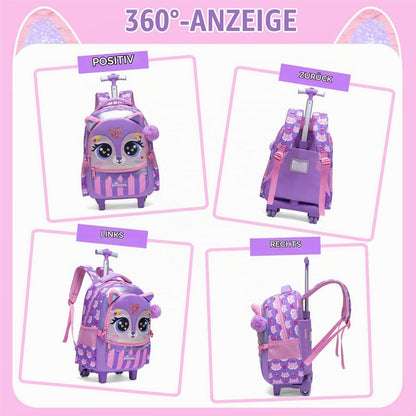 Schulranzen Trolley Mädchen Lila 1. Klasse mit Rollen Set