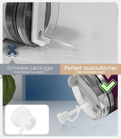 Nearockle 8stk Strohhalm 30cm mit Auslaufsicher Abdeckung und Reinigungsbürste - Transparent