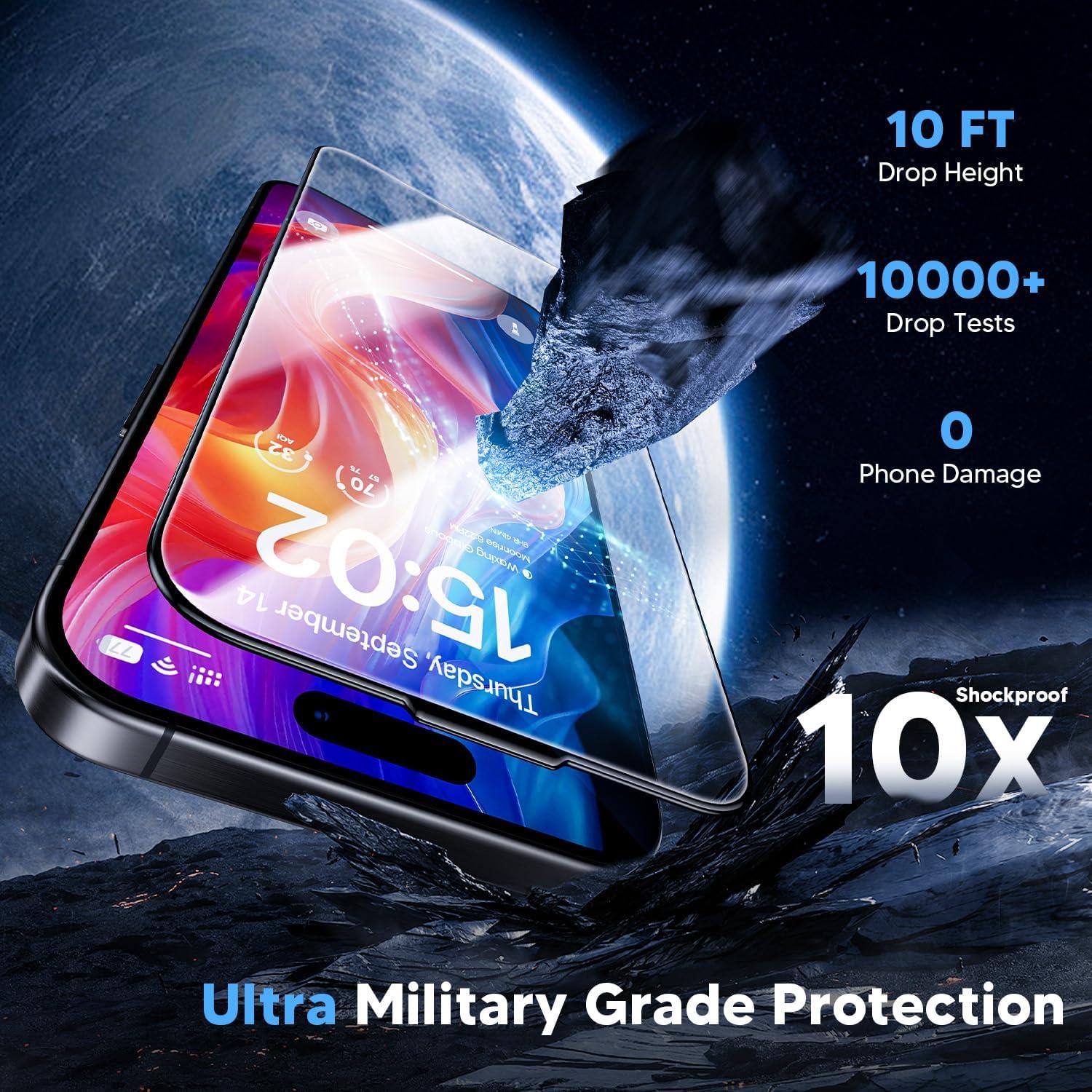 WSKEN iPhone 16/15 Panzerglas 9H HD-Klar Displayschutzfolie 2 Stück