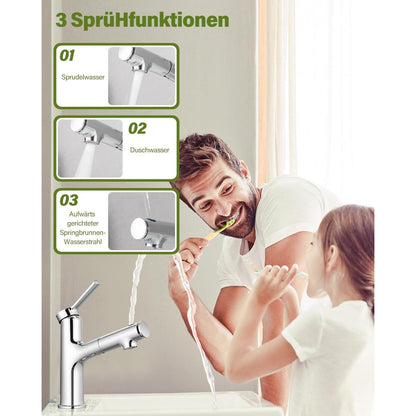 Waschtischarmatur ausziehbar mit 3 Modi – Chrom Poliert