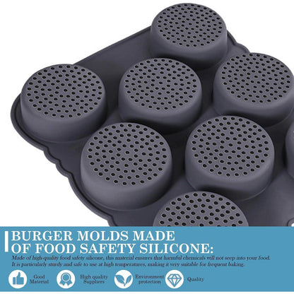 Silikon Backform für Burger Buns – 8 Kavitäten, Antihaft & Vielseitig