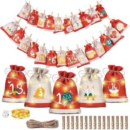Adventskalender Stoff Kinder Befüllen Lichterkette 2024
