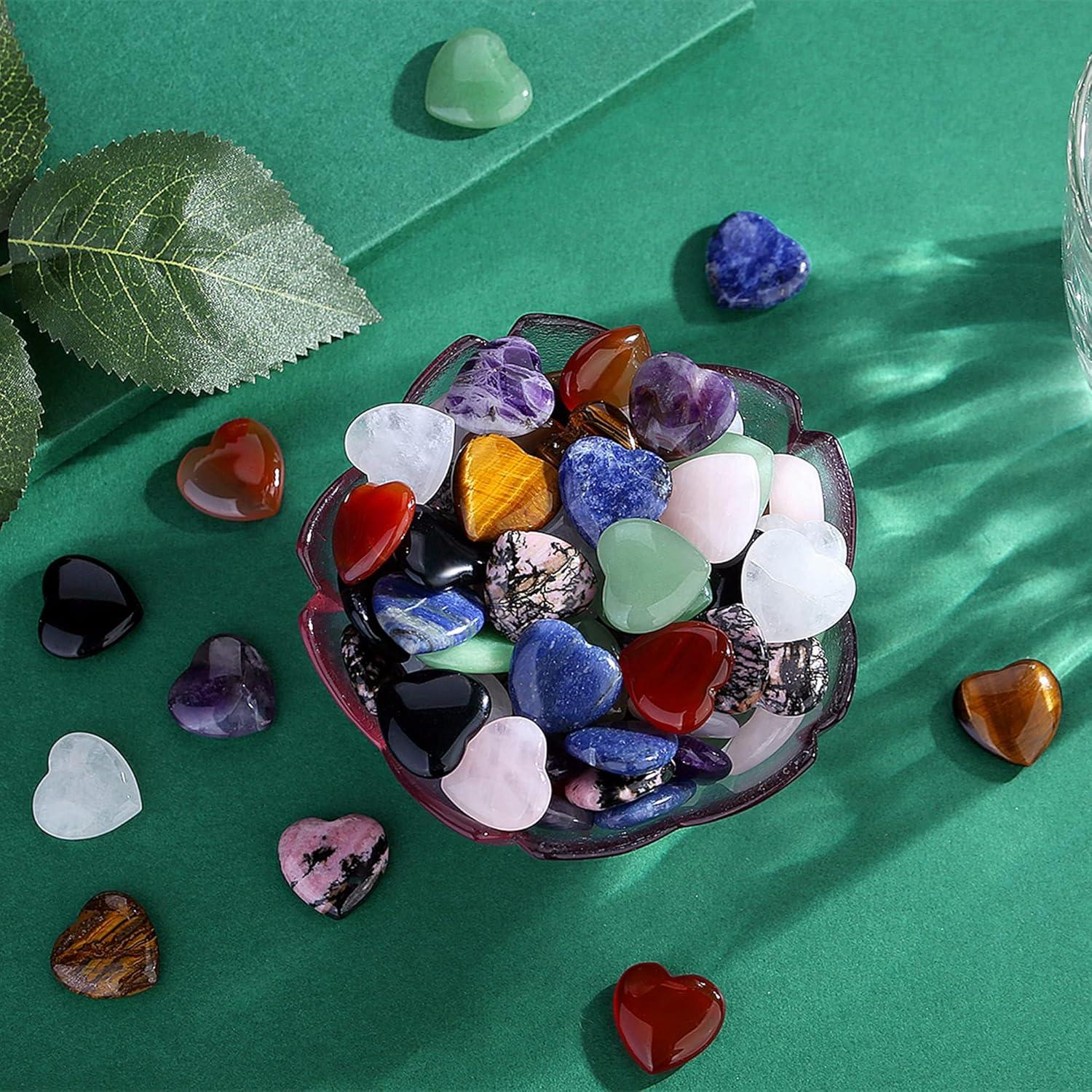 QINJIEJIE 20Stück Herz Steine Fluorit Set Meditation Chakra Reiki Glückssteine