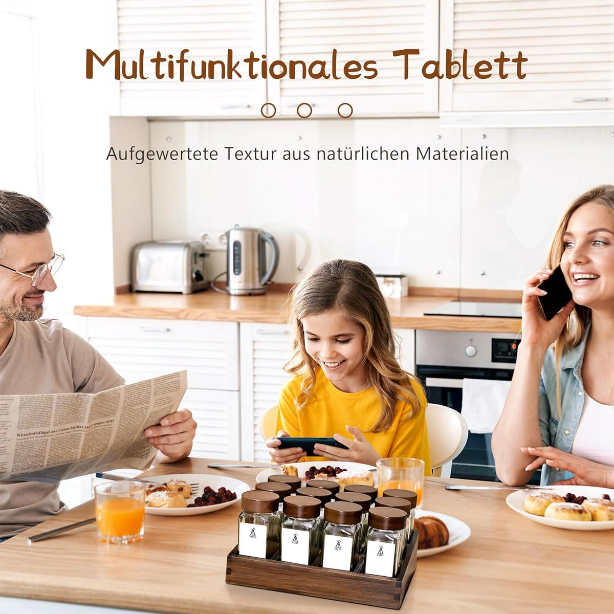 Umweltfreundliches Akazien-Gewürzregal Holz 12 Fächer
