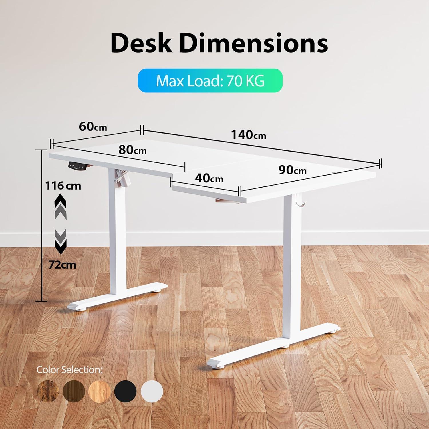Elektrischer L-förmiger Stehschreibtisch 140 cm höhenverstellbar