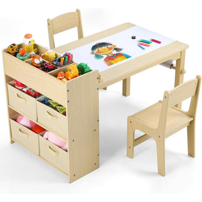 Kindertisch mit Stühlen und Stauraum Braun - Ergonomisch und