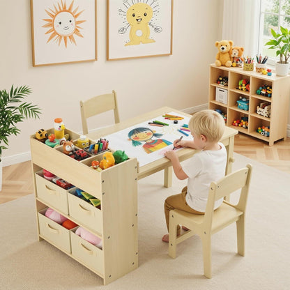 Kindertisch mit Stühlen und Stauraum Braun - Ergonomisch und