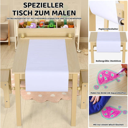 Kindertisch mit Stühlen und Stauraum Braun - Ergonomisch und