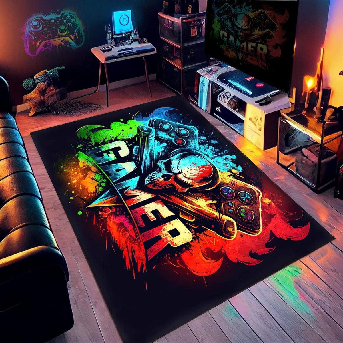 Gaming Teppich 100x150 cm – Rutschfest & Waschbar für Gamer Zimmer