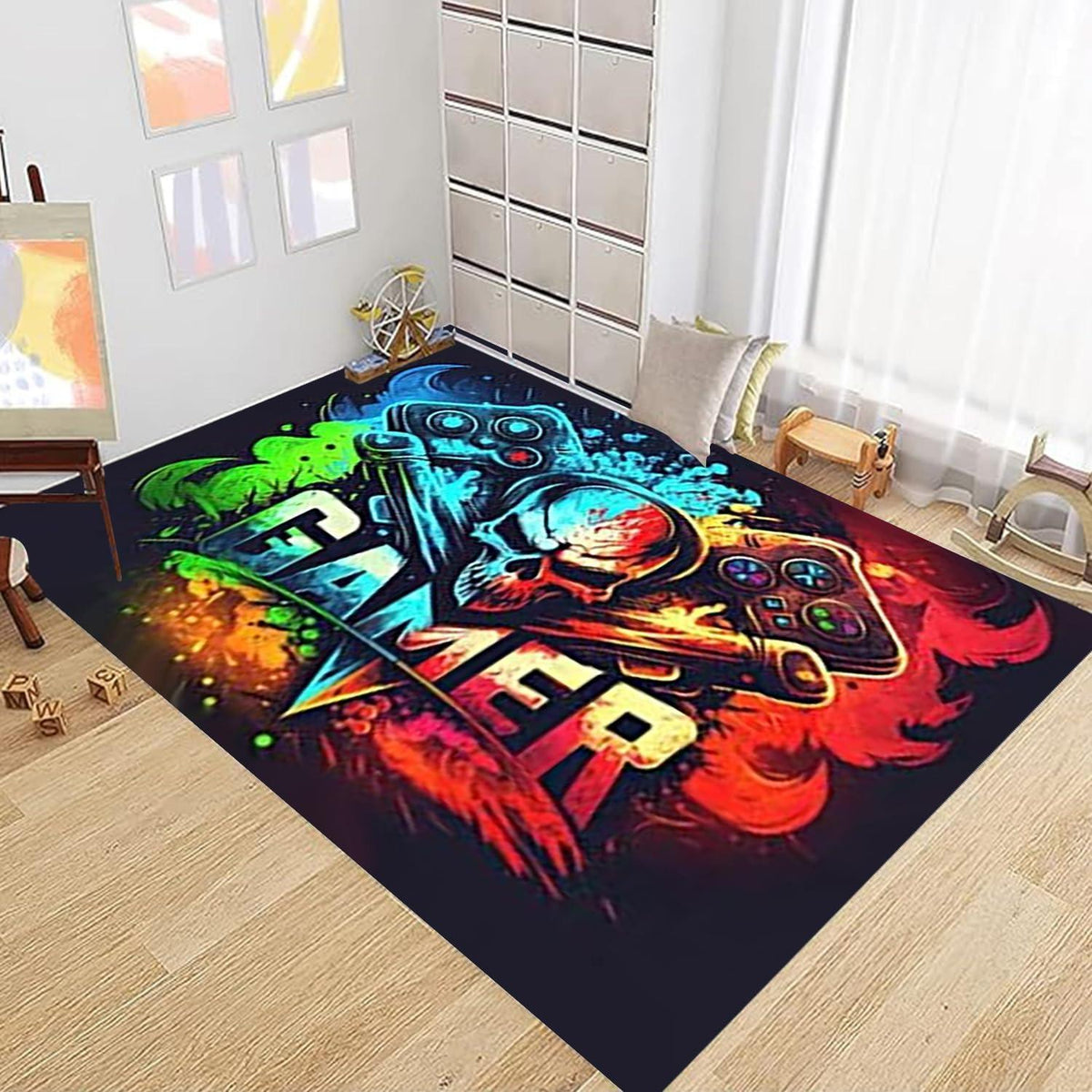 Gaming Teppich 100x150 cm – Rutschfest & Waschbar für Gamer Zimmer