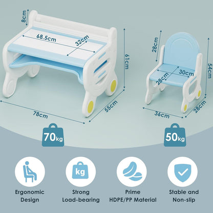 Kinderkindertisch und Stuhlset mit Stauraum, ergonomisch