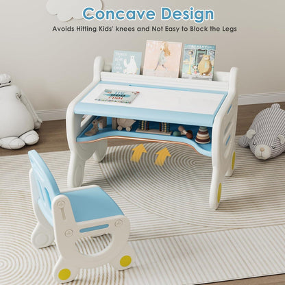 Kinderkindertisch und Stuhlset mit Stauraum, ergonomisch