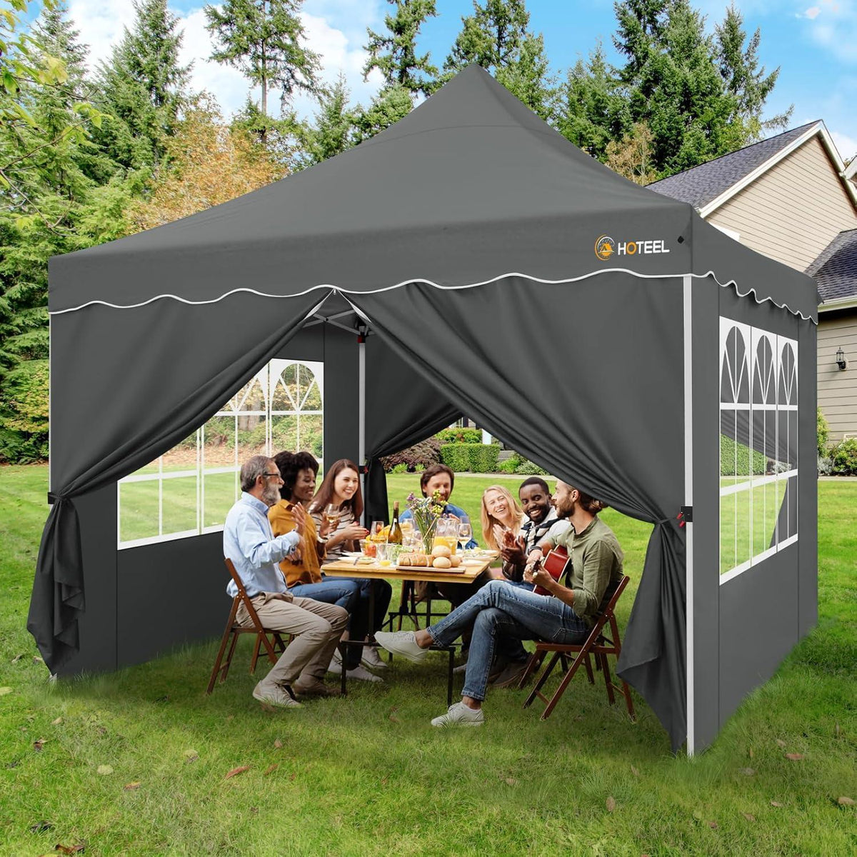 3x3m Faltpavillon wasserdicht mit Seitenwänden & Sandsäcken