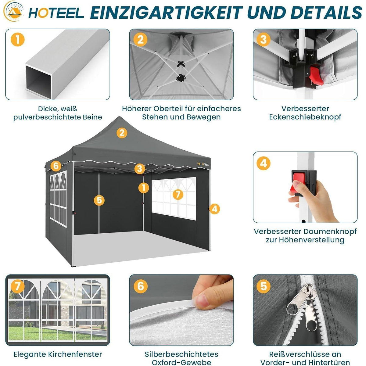 3x3m Faltpavillon wasserdicht mit Seitenwänden & Sandsäcken