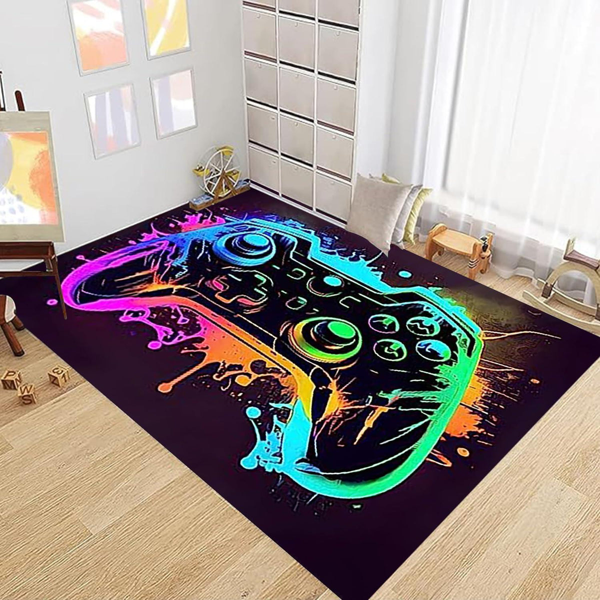 Gaming Teppich 100x150 cm - Rutschfest & Waschbar für Gamer Zimmer