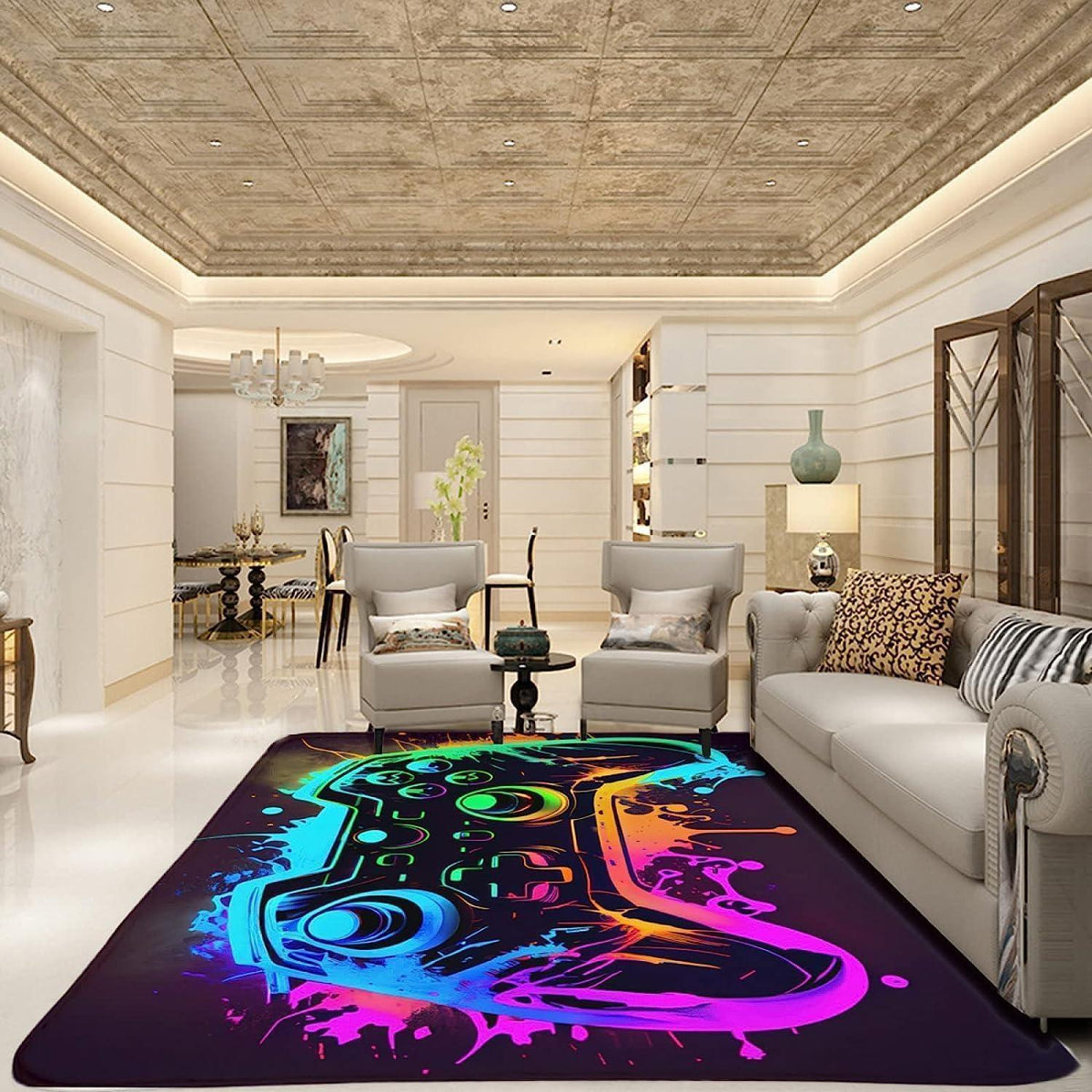 Gaming Teppich 100x150 cm - Rutschfest & Waschbar für Gamer Zimmer