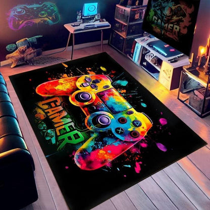 Gaming Teppich 120x160 cm - Rutschfest & Waschbar für Gamer Zimmer