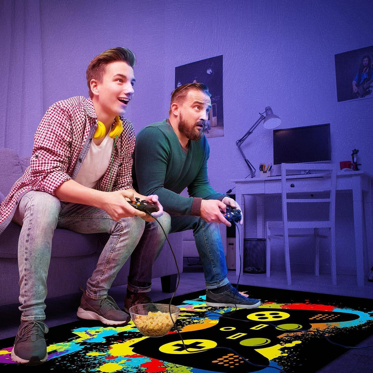 Gaming Teppich 100x150 cm - Rutschfest & Waschbar für Gamer Zimmer