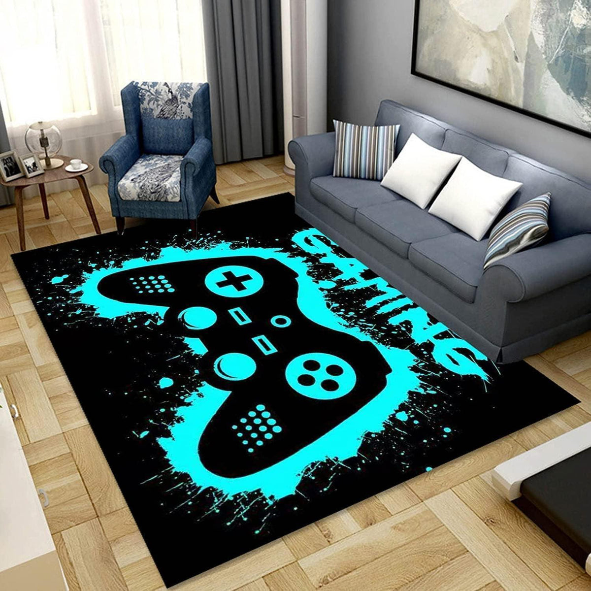 3D Gaming Teppich 160x200 cm - Rutschfest & Waschbar