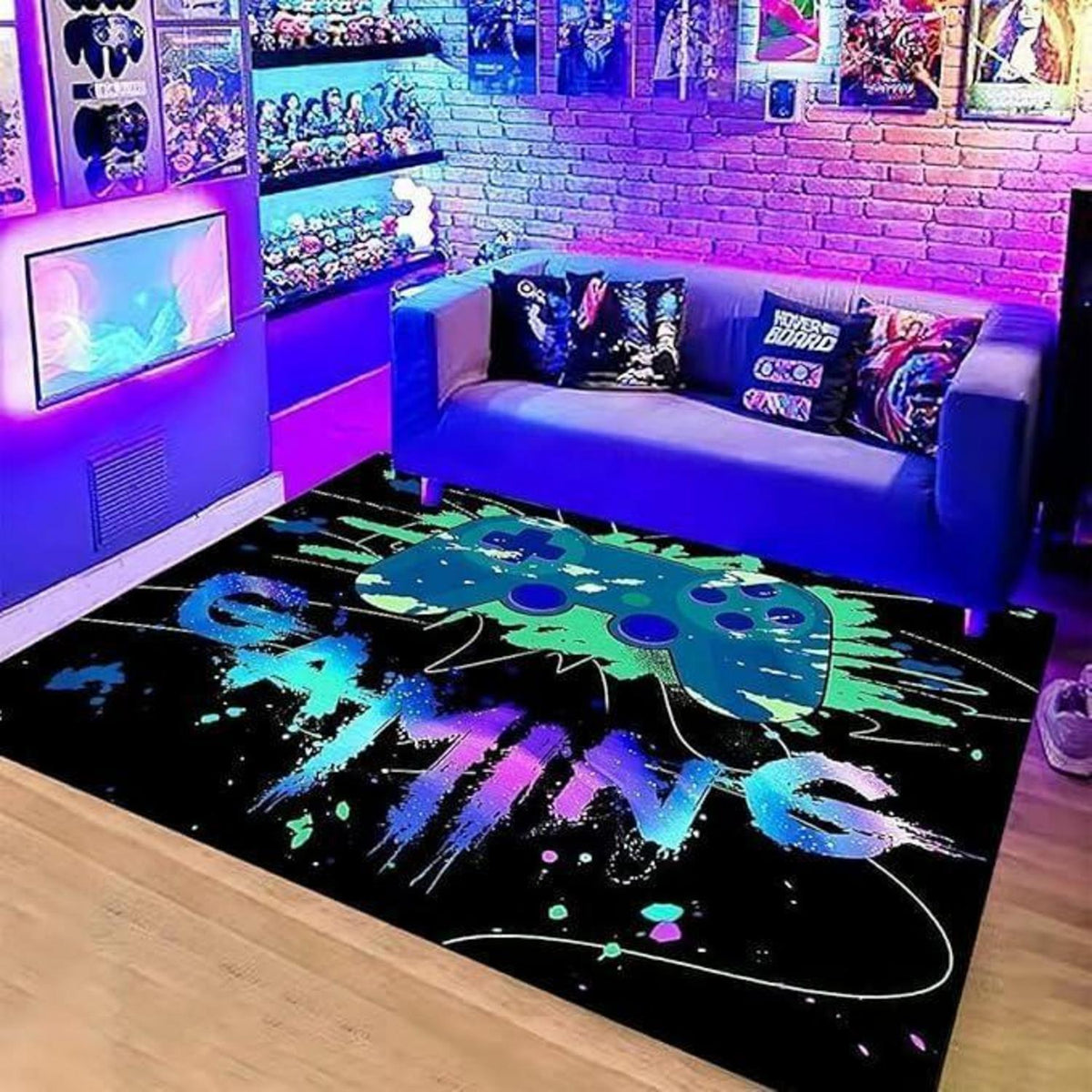 Gaming Teppich 140x180 cm - Rutschfest & Waschbar für Gamer Zimmer