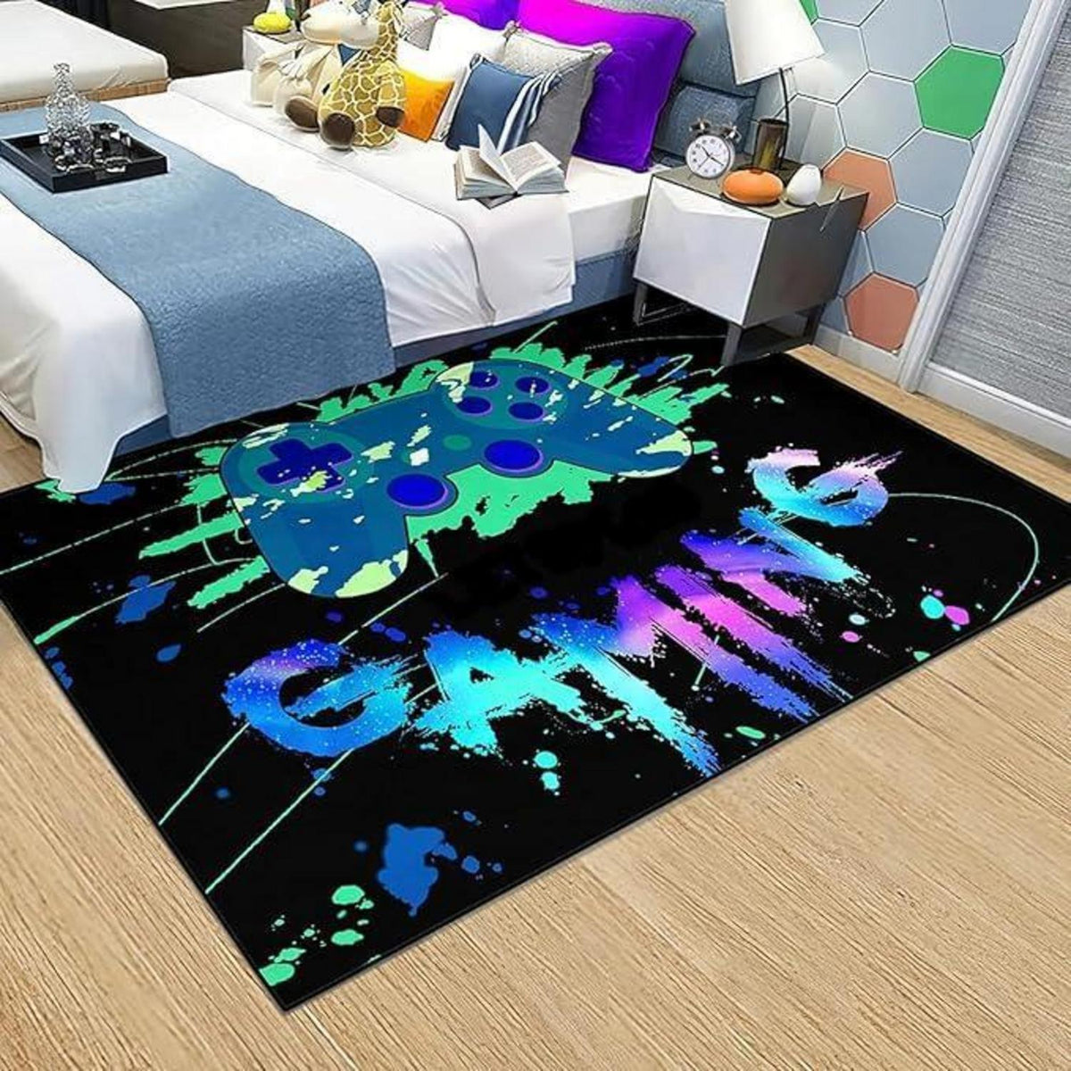 Gaming Teppich 140x180 cm - Rutschfest & Waschbar für Gamer Zimmer