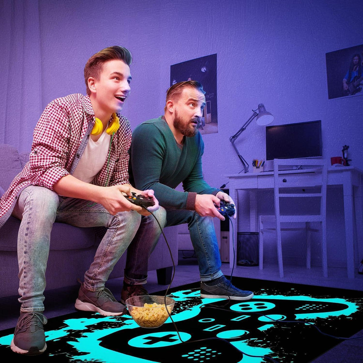 Gaming Teppich 140x180 cm - Rutschfest & Waschbar für Gamer Zimmer