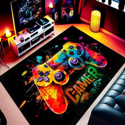 Gaming Teppich 160x200 cm - Rutschfest & Waschbar für Gamer Zimmer
