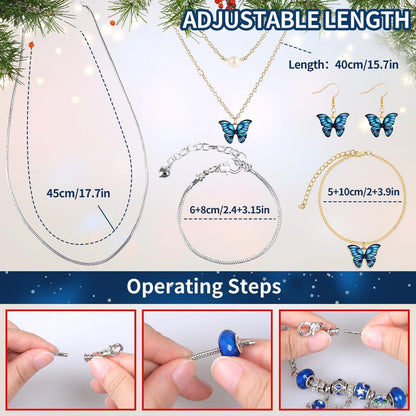Adventskalender Schmuck Blau 2026 Mädchen Frauen 24 tolle