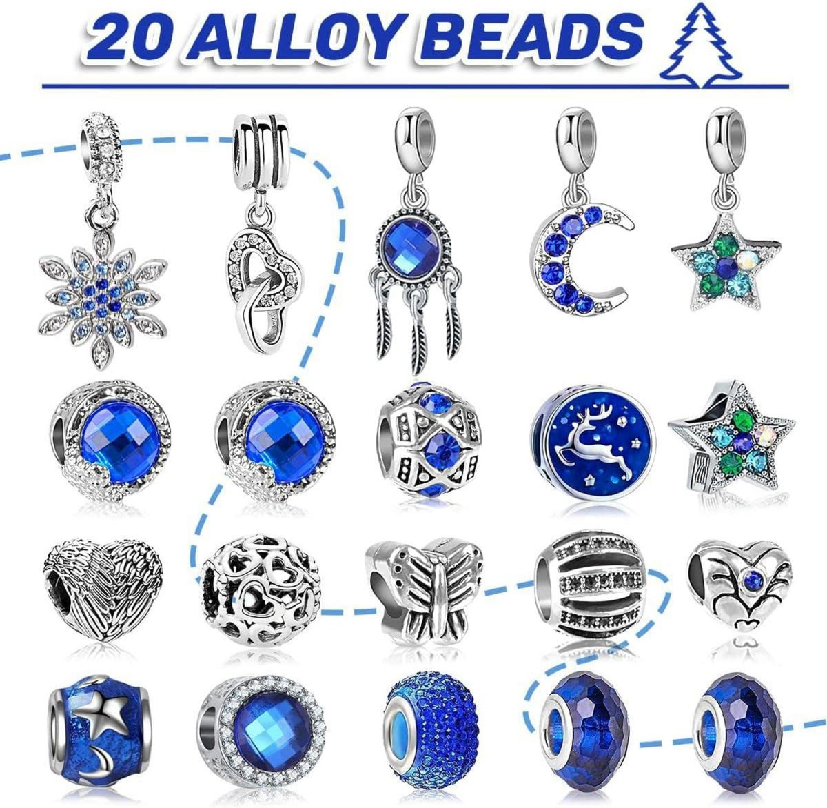 Adventskalender Schmuck Blau 2024 Mädchen Frauen 24 tolle