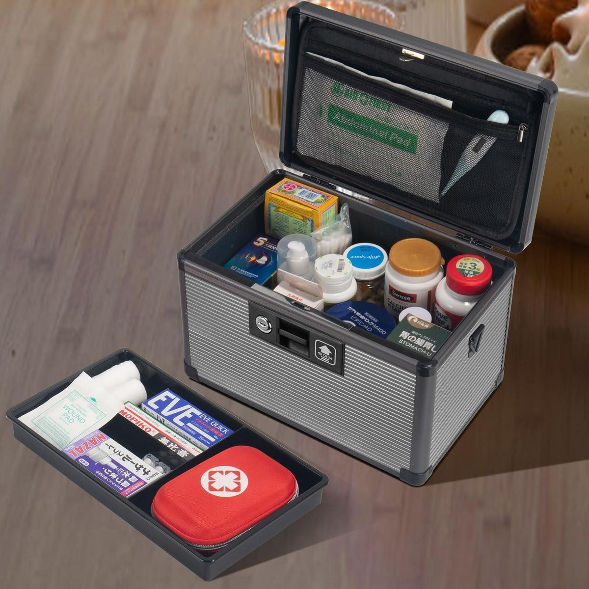 Medizin-Schlossbox aus Aluminium – Sicherer Aufbewahrungsort Schwarz