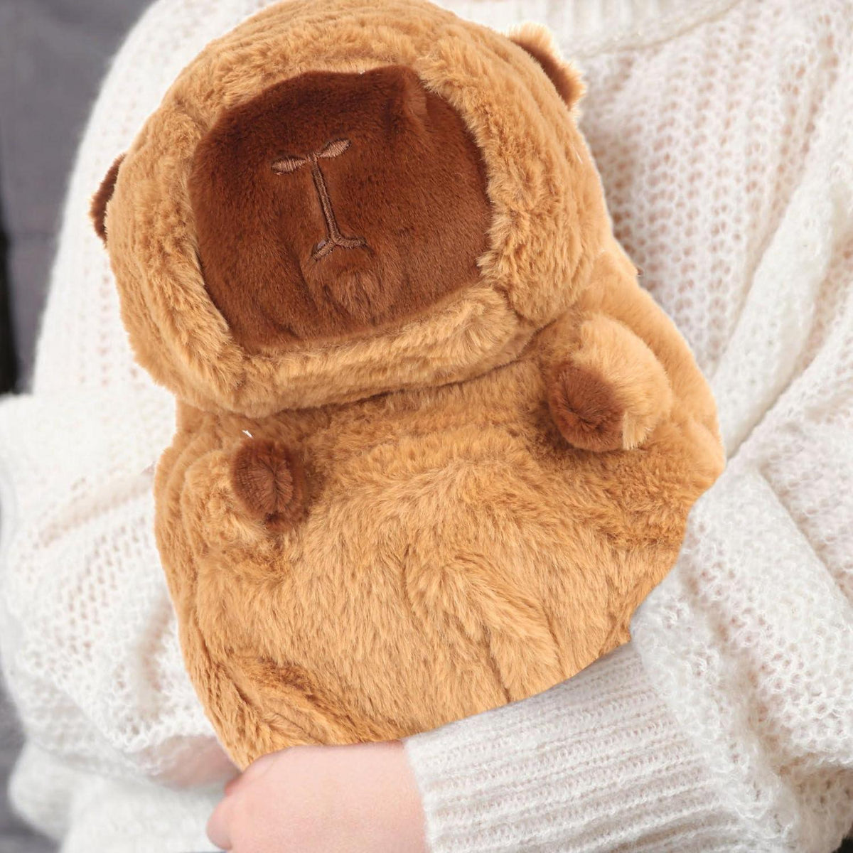 Wärmflasche Kinder Capybara Plüschtier Kuscheltier mit herausnehmbarem Behälter