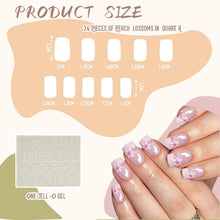 24er Set Modische Press On Nails mit Blumen Designs - Kurze