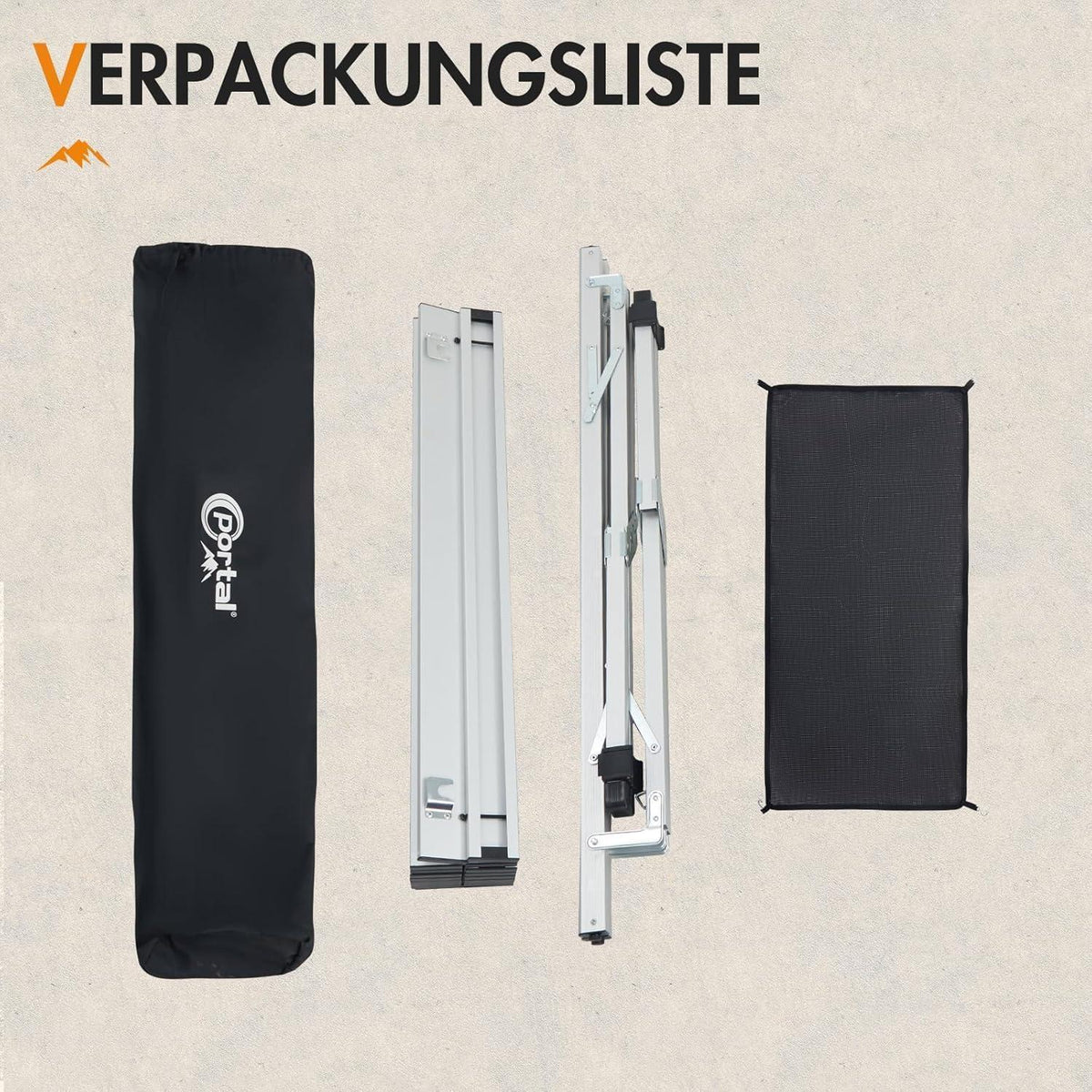 PORTAL Campingtisch faltbar, höhenverstellbar, 108x71cm, Aluminium, rollbar