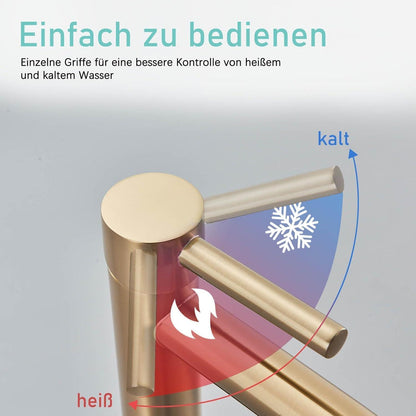 Goldene Waschtischarmatur Messing Einhebelmischer für Badezimmer