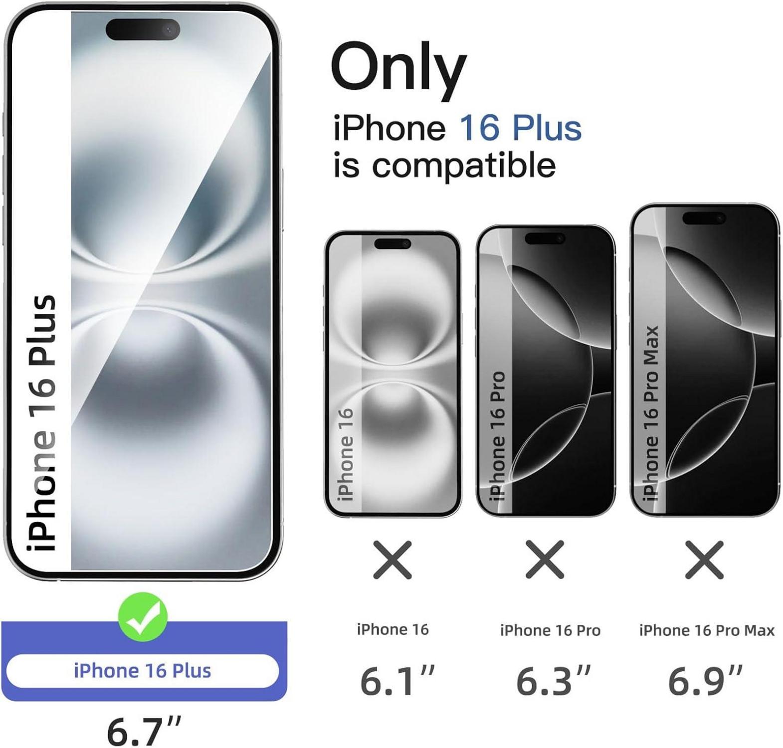 Panzer Schutz Glas für iPhone 16 Plus, 9H Härte, HD