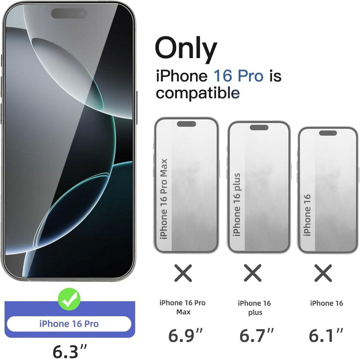 Panzer Schutz Glas iPhone 16 Pro 6,3 Zoll Displayschutzfolie