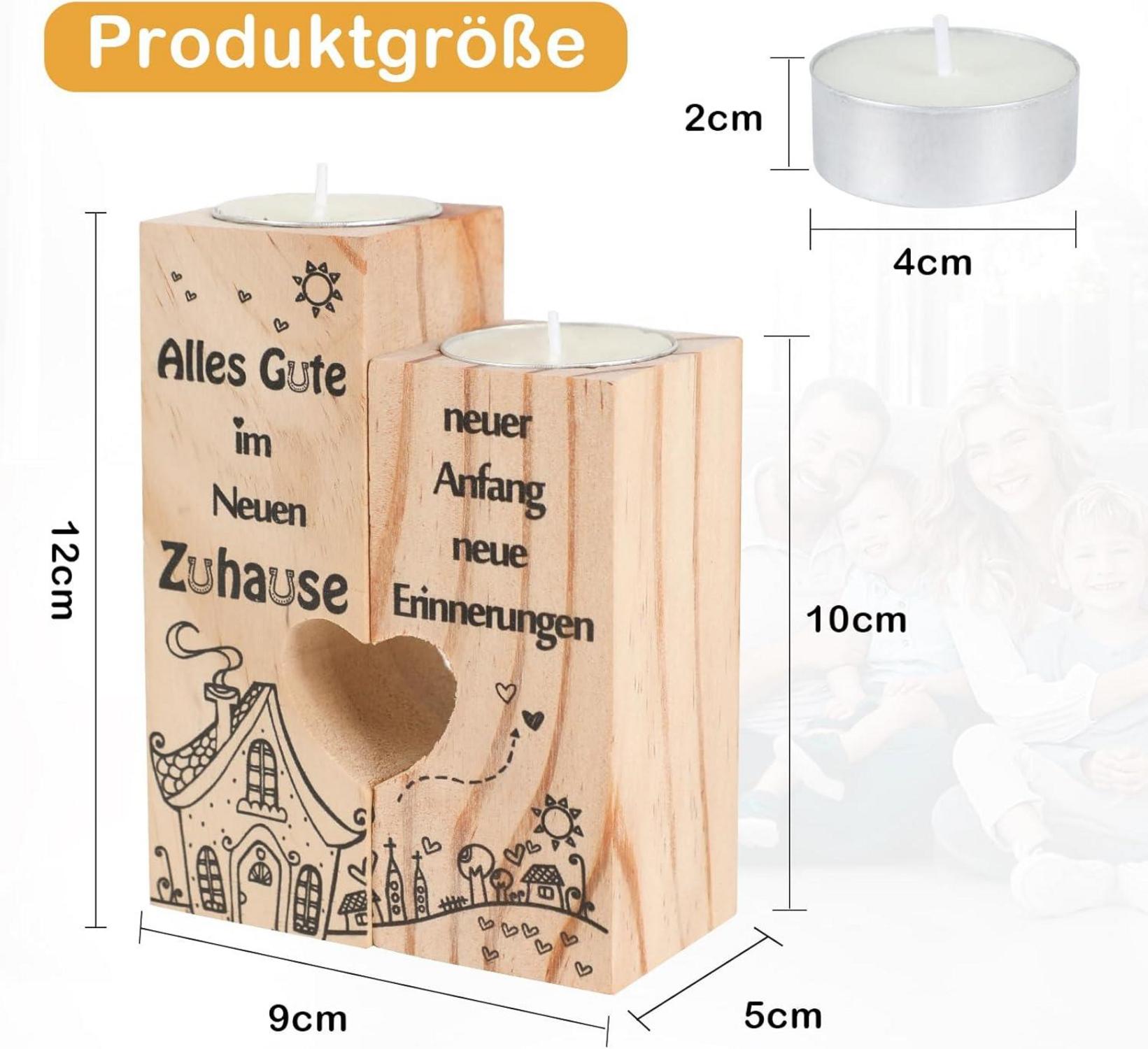 Kerzenständer Holz Herzform Set 2 Einzug Wohnungsgeschenk