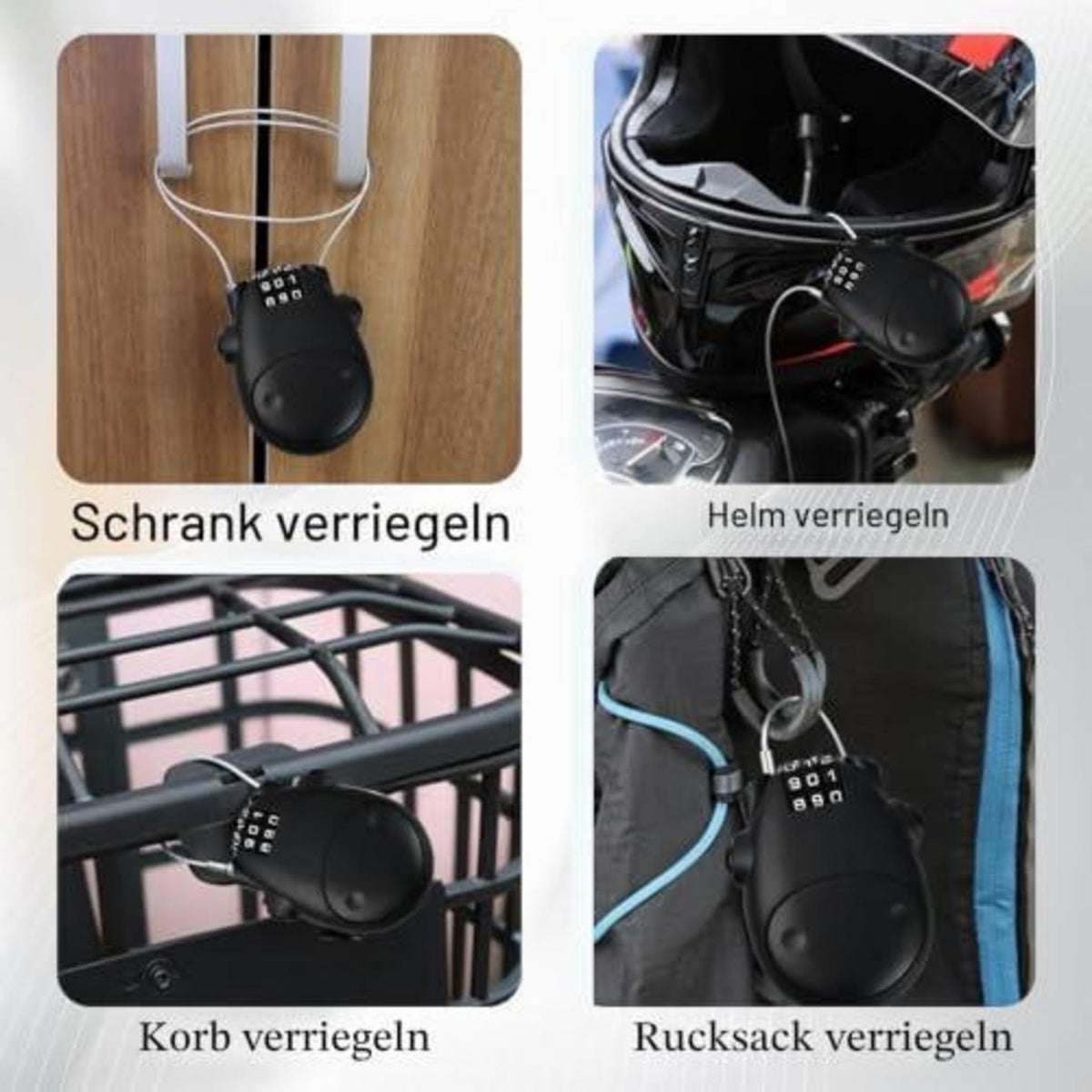 Kabelschloss 75cm Stahlseil Zahlenschloss Gepäckschloss Schwarz