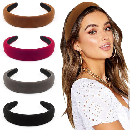 Breite Samtstirnbänder Damen 4er Pack Boho Haarreifen