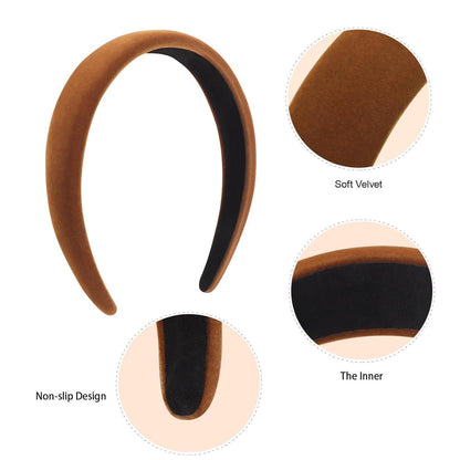 Breite Samtstirnbänder Damen 4er Pack Boho Haarreifen