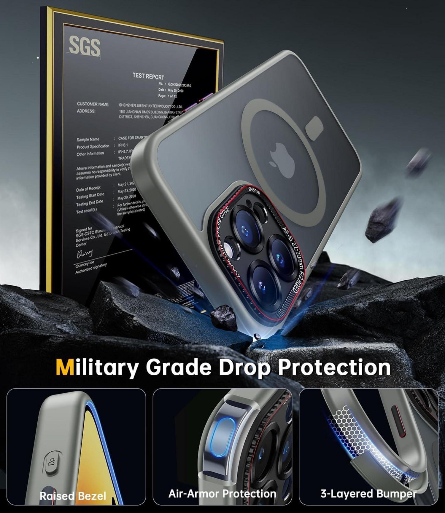 iPhone 16 Pro Hülle Magsafe Militärschutz Matt Stoßfest Anti-Fingerabdruck