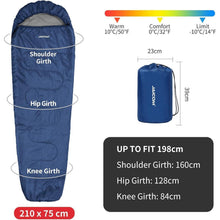 Ultraleichter Mumienschlafsack 4 Jahreszeiten, 1600g, Blau
